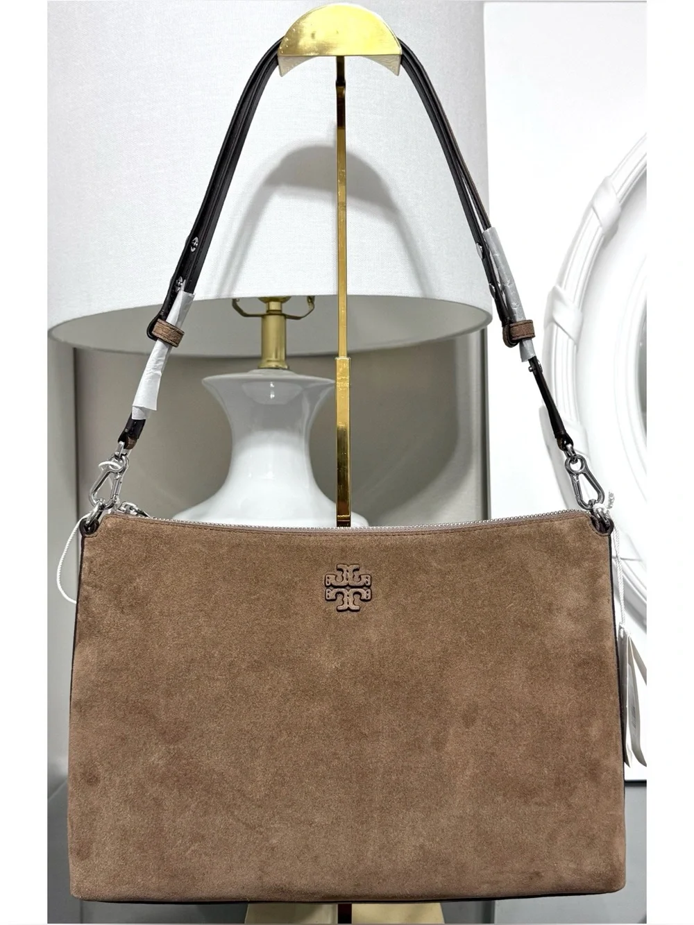TORY BURCH Limited Edition Suede Convertible Crossbody Bag, RIVER ROCK